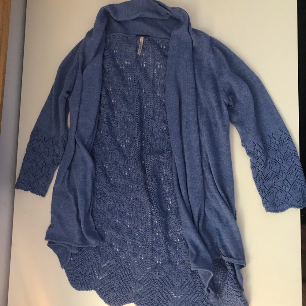 light blue cardigan